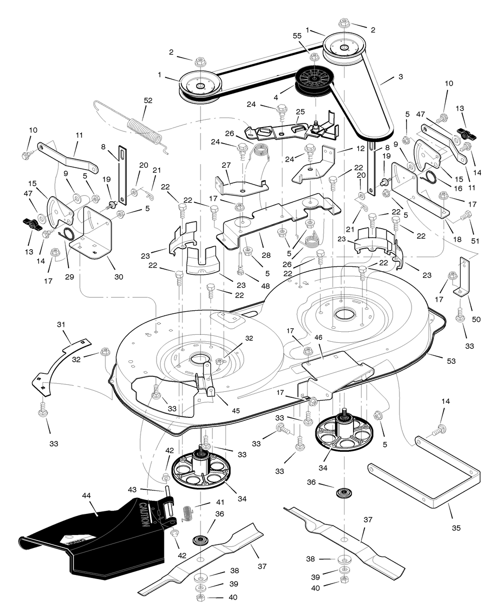 Mower Housing Diagram and Parts List for 385002X78B 2005 Briggs and Stratton Lawn Tractor